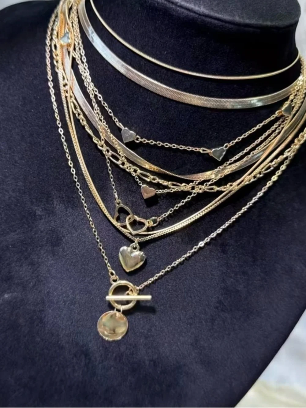 💓10 Piece 💓Layered Multiple Pendant Necklaces - Picture 2 of 9